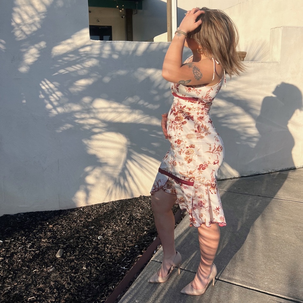 Floral Cream and maroon Dress